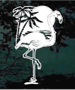Flamingo with Palm Trees Decal Sticker