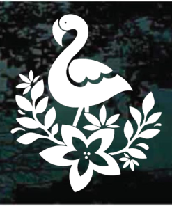 Flamingo with flower Decal Sticker