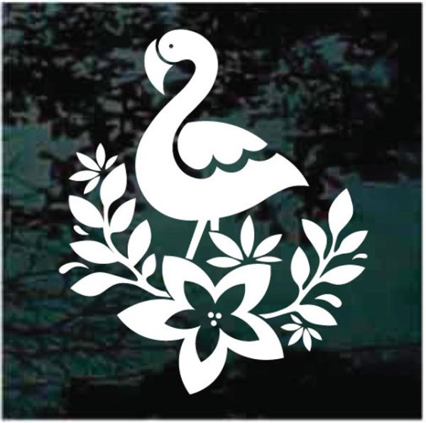 Flamingo with flower Decal Sticker