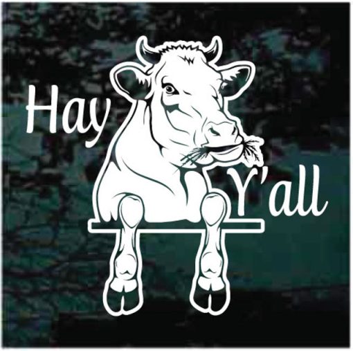 Hay Yall Cow Peeking Decal Sticker