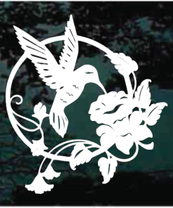 Hummingbird Round Flowers Decal Sticker