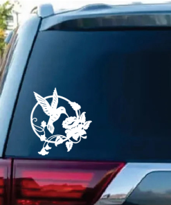 Hummingbird Round Flowers Decal Sticker