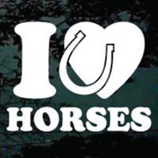 I love Horses Heart Horseshoe Decal Sticker