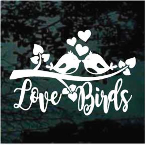 Love Birds Kissing On A Branch Decal Sticker