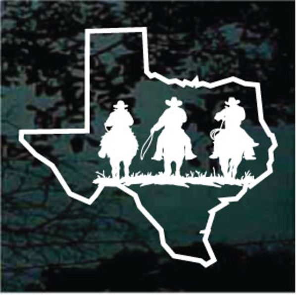 Texas Cowboys Riding Horses Decal Sticker