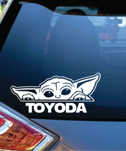 Toyoda Baby Yoda Peeking Window Decal Sticker