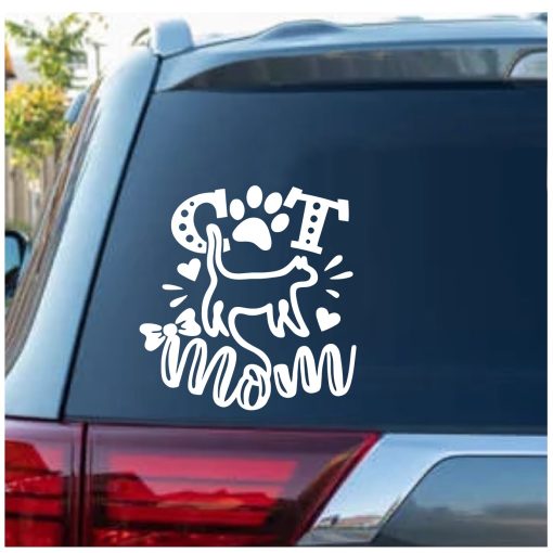 cat mom love paw decal sticker