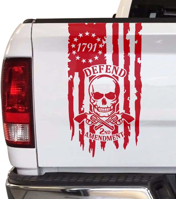 2nd Amendment Weathered American Flag Tailgate Decal Sticker