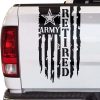 Army Retired Weathered American Flag Tailgate Decal Sticker