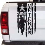 Army Soldier Weathered American Flag Veteran Tailgate Decal Sticker