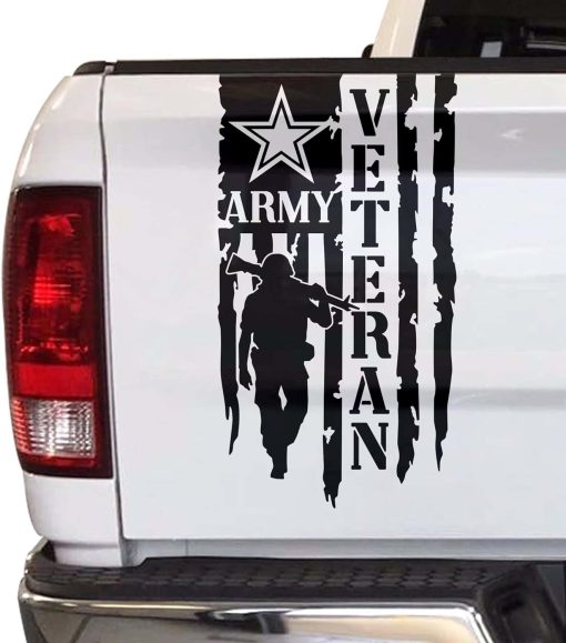 Army Soldier Weathered American Flag Tailgate Decal Sticker
