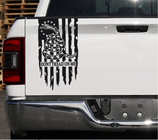Don't Tread on me Weathered Flag Tailgate Stripe Decal Sticker.jpg