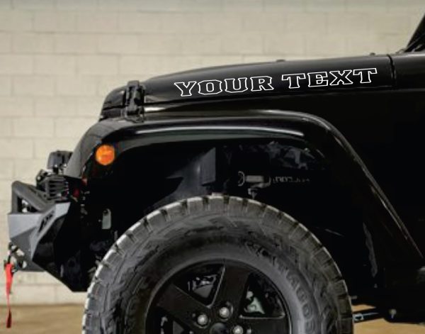 Jeep Wrangler Custom Text Outlined Hood Decal Sticker