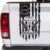 Protected by 2nd amendment Weathered Flag Tailgate Decal Sticker