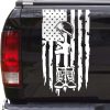 Soldier Cross Boots Weathered American Flag Tailgate Decal Sticker