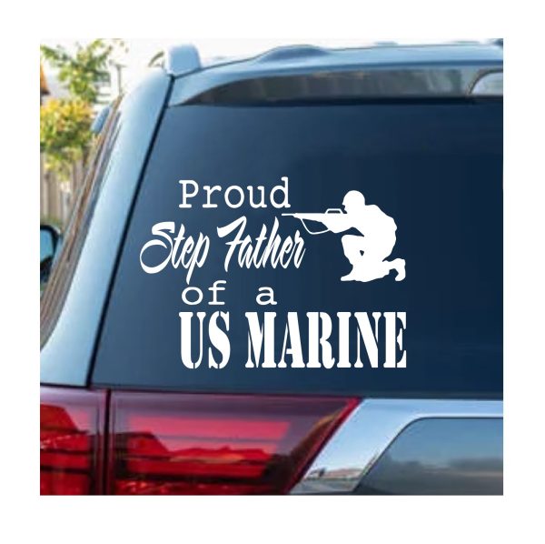 proud step father of a us marine decal sticker
