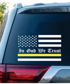 In God We Trust Thin Gold Line Dispatcher American Flag Window Decal Sticker