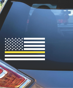 Thin Gold Line Dispatcher American Flag Decal Sticker
