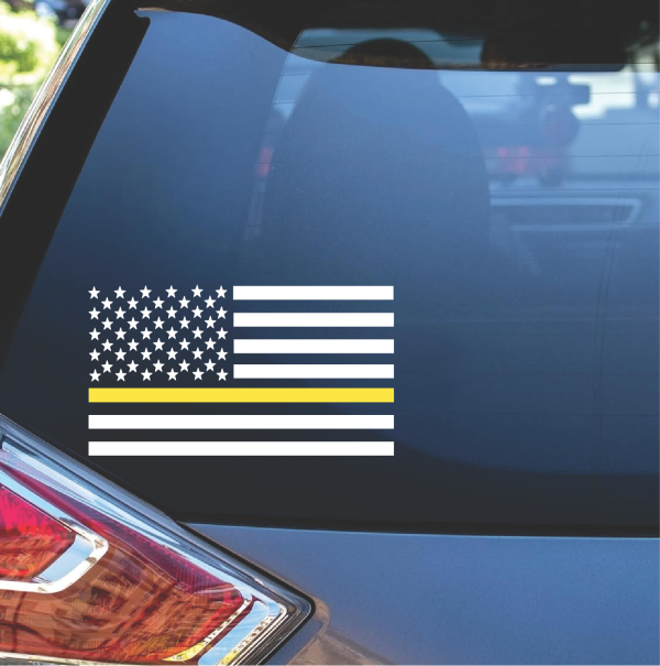 Thin Gold Line Dispatcher American Flag Decal Sticker