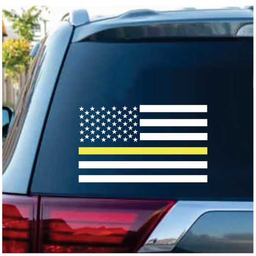 Thin Gold Line Dispatcher American Flag Decal Sticker