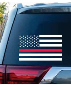 Thin Red Line Fireman American Flag Decal Sticker