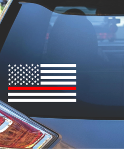 Thin Red Line Fireman American Flag Decal Sticker