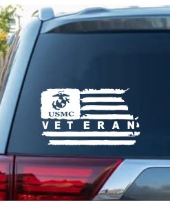 USMC Veteran EGA Weathered American Flag Decal Sticker