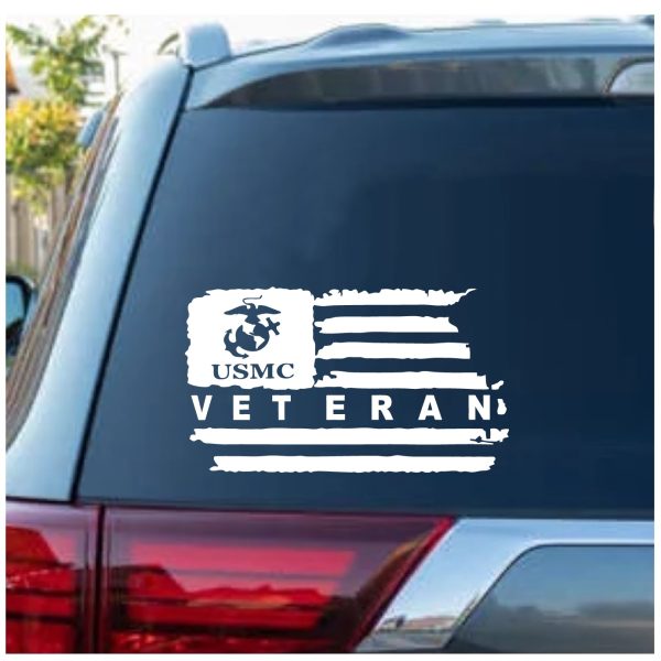 USMC Veteran EGA Weathered American Flag Decal Sticker