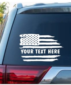 Custom text weathered flag flat decal sticker