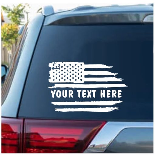 Custom text weathered flag flat decal sticker