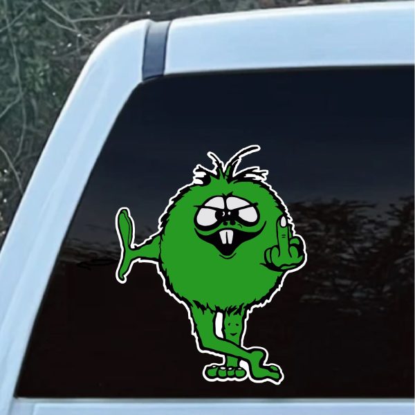 Green Monster Flipping the bird Retro Sticker