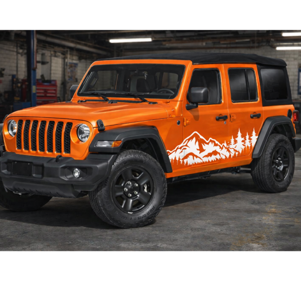 Body side graphic Decal Sticker Mountains and trees