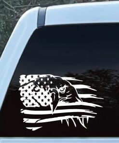 Eagle Head Weathered American Flag Decal Sticke