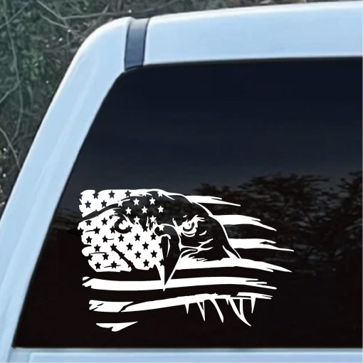 Eagle Head Weathered American Flag Decal Sticke