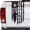 Retired Army Soldier Weathered American Flag Tailgate Decal Sticker