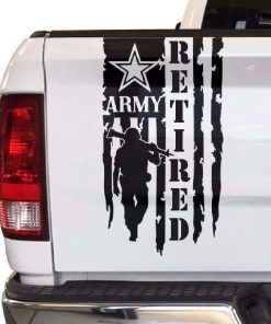 Retired Army Soldier Weathered American Flag Tailgate Decal Sticker