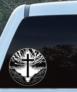 Jesus Cross Reflections Black and White Decal Sticker