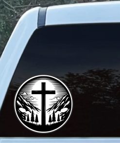 Jesus Radiant Cross Hills Decal Sticker