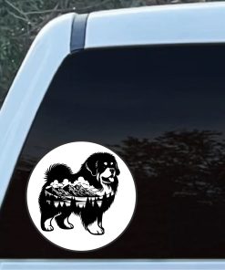 Mountain Dog Round Black and White Decal Sticker