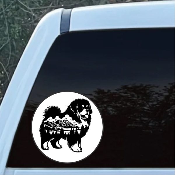 Mountain Dog Round Black and White Decal Sticker