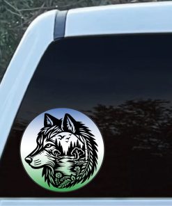 Wolf Head Mountain scene decal sticker