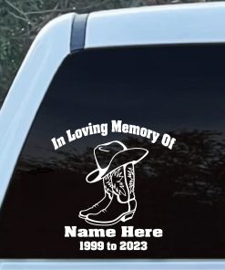 In Loving Memory Cowboy Hat Boots Decal Sticker