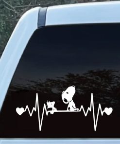 snoopy woodstock love heartbeat decal sticker