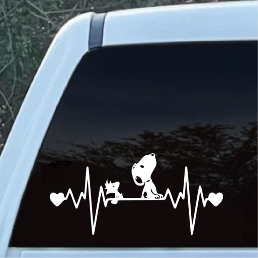 snoopy woodstock love heartbeat decal sticker