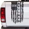 Navy Retired weathered flag tailgate decal