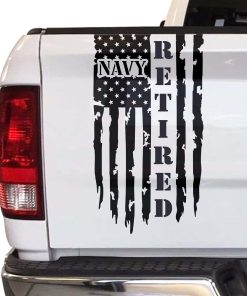 Navy Retired weathered flag tailgate decal