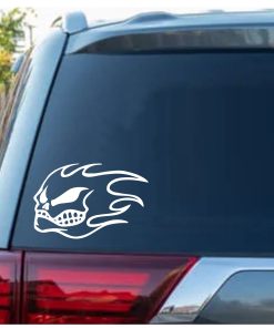 Flaming skull decal