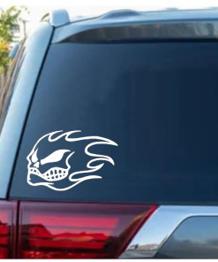 Flaming skull decal
