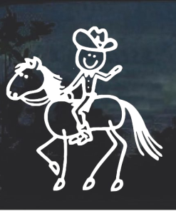 Horse and cowboy stick figure decal Sticker