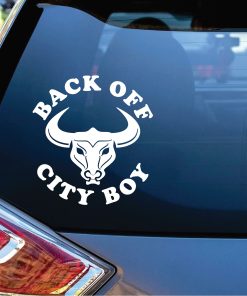 Back Off City Boy Bull Skull Decal Sticker1